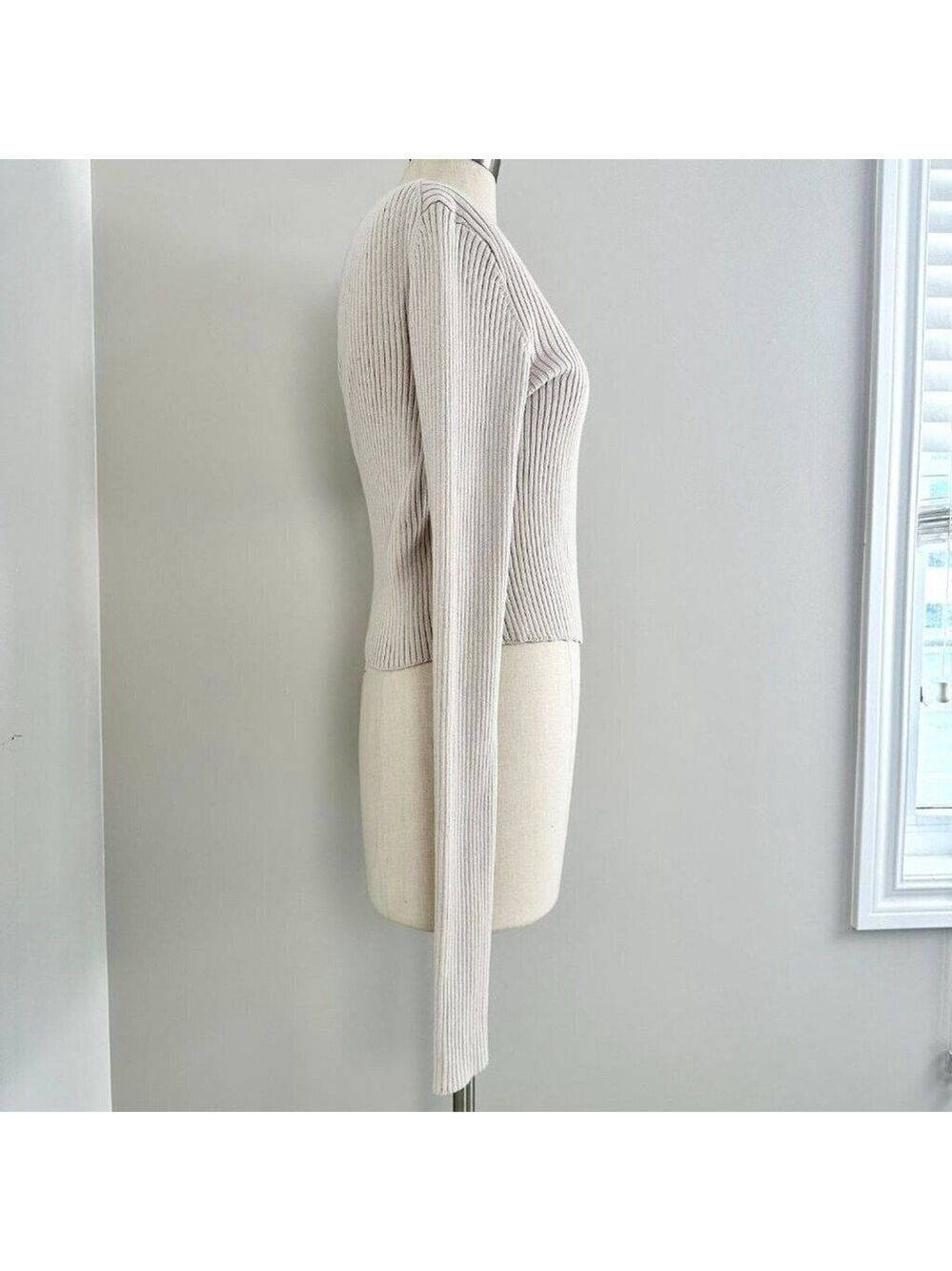 Silk Ivory Twist Sweater | Revolve Shae One Sleeve | NWT Large - Picture 6 of 15